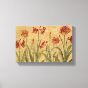 Toile Rangée d'amaryllis rouge