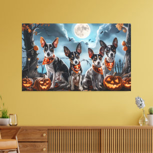 Toile Rat Terrier Halloween Éffrayant