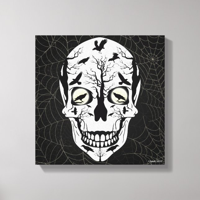 Toile Ravens Skull Skeleton Wall Art Décor (Recto)
