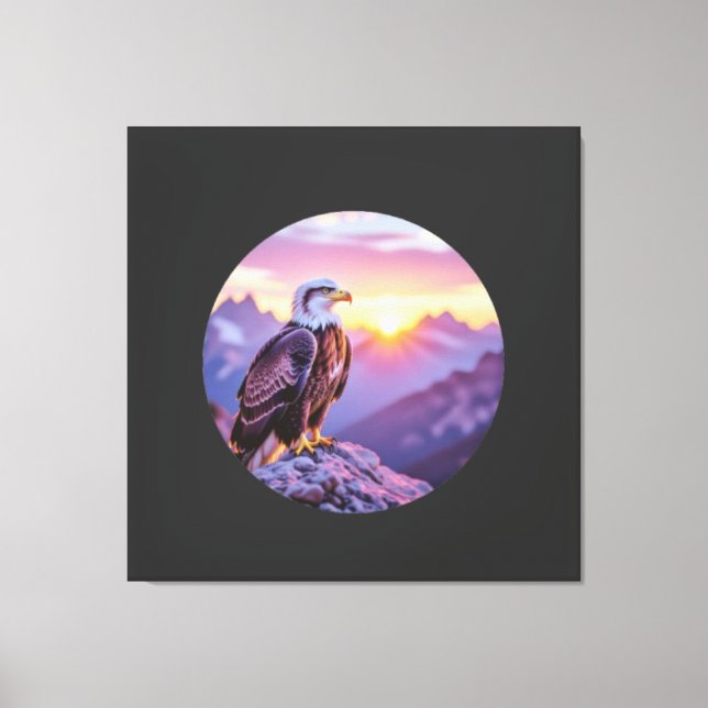 Toile Realistic Eagle on Rock – Majestic Wildlife Scene (Recto)