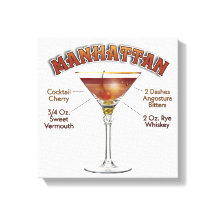 Recette de cocktail Manhattan Art 12"x12" envelopp