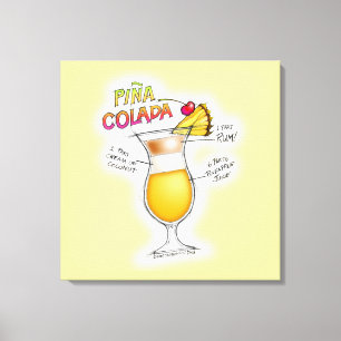 TOILE RECETTE DE PINA COLADA COCKTAIL ART
