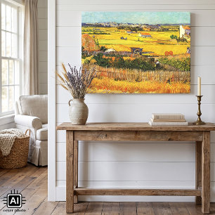 Toile Récolte à La Crau, Montmajour par Vincent van Gogh