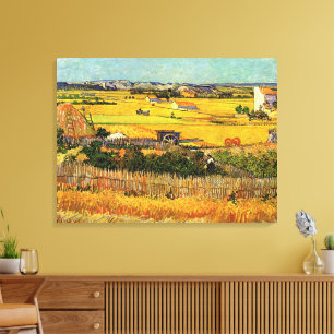 Toile Récolte à La Crau, Montmajour par Vincent van Gogh