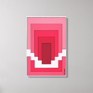 Toile Rectangle Abstrait en Rouge