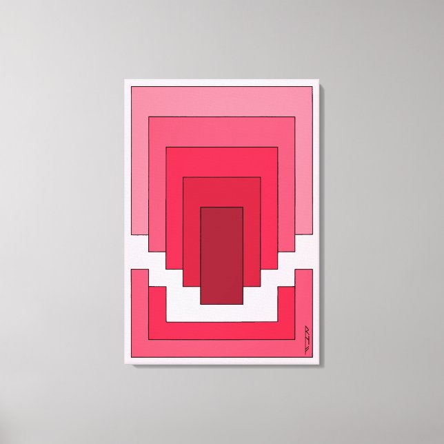 Toile Rectangle Abstrait en rouge (Recto)
