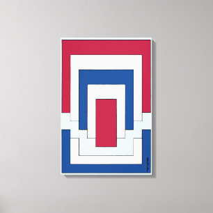 Toile Rectangle Abstrait en rouge, blanc et bleu