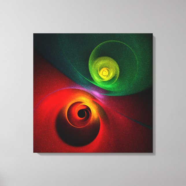 Toile Red Green Yin Yang Moderne Motif d'art Abstrait #2 (Recto)