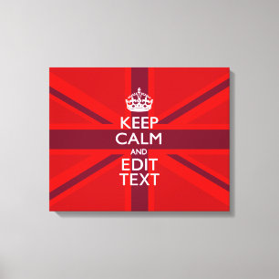 Toile Red Keep Calm And Your Text on Union Jack Flag