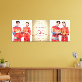 Toile Red Knot Union Double Bonheur Mariage chinois