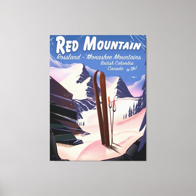 Toile Red Mountain Colombie-Britannique, affiche de ski  (Recto)
