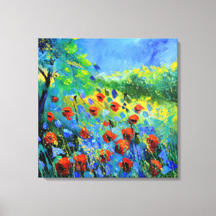Toile red poppies