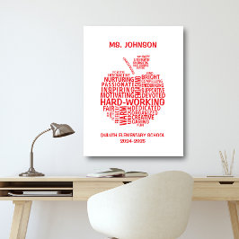 Toile Red Teacher Appréciation Typographie Apple