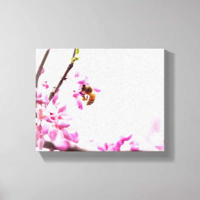 Toile Redbud & abeille de miel au printemps (Recto)