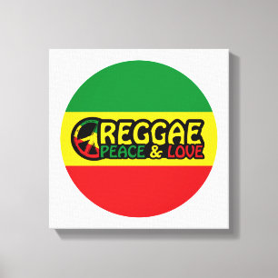 Toile Reggae art avec des mots positifs Paix et Amour