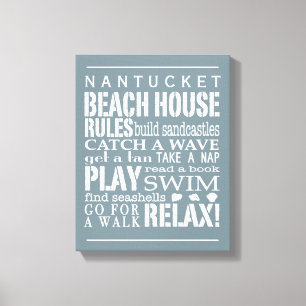 Toile Règles personnalisées du Beach House Gris Blanc