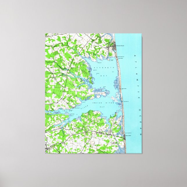 Toile Rehoboth Beach & Bethany Beach Delaware Map (1938) (Recto)