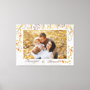 Toile Remercié & Bénis Joyeux Thanksgiving Feuillage d'a