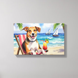 Toile Renard américain anglais scène de plage