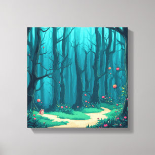 Toile Renard curieux sur le chemin forestier