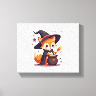 Toile Renard de sorcière mignonne - Animal d'Halloween m
