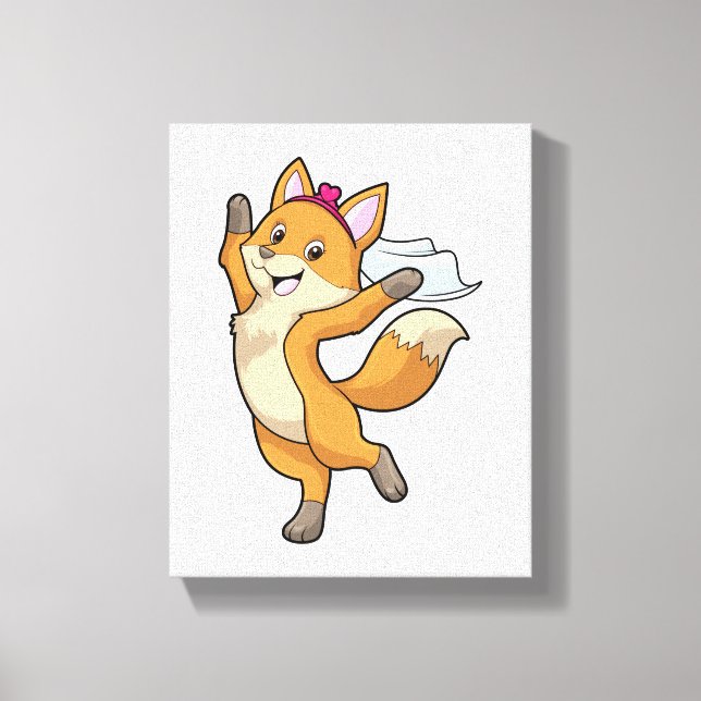 Toile Renard en fiancée avec voile et cœur (Recto)
