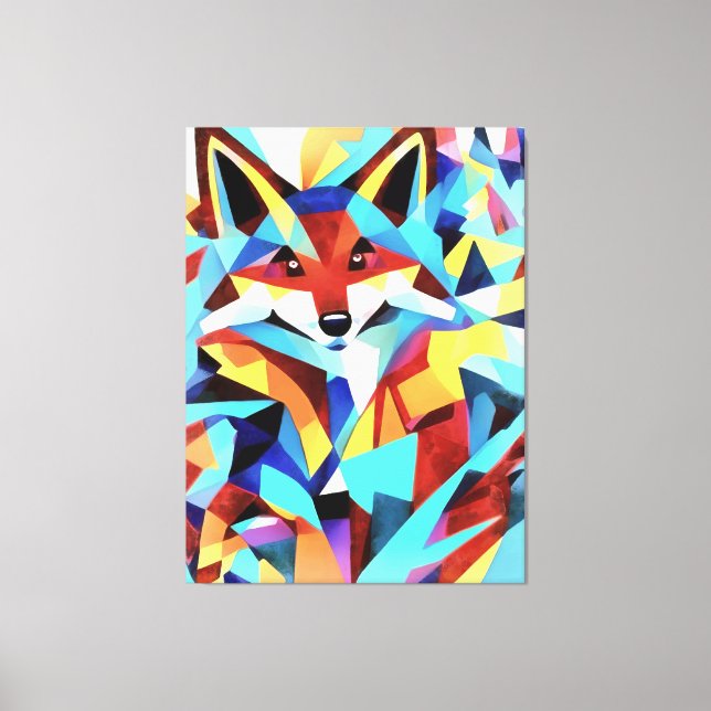 Toile Renard rouge à travers l'eau Style géométrique Art (Recto)