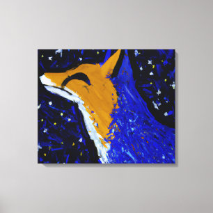 TOILE RENARD SOUS LA NUIT ÉTOILÉE II GUET AU CLAIR DE