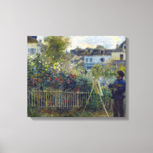 Toile Renoir - Claude Monet Peinture dans son jardin