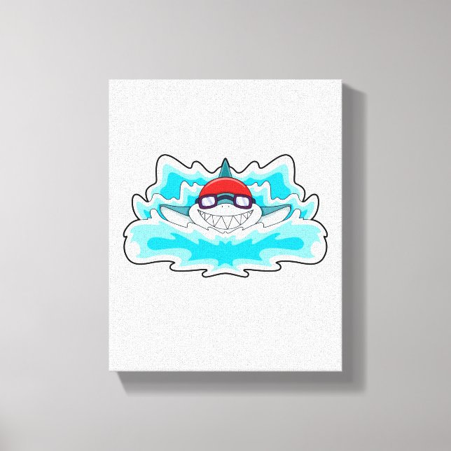 Toile Requin à nager avec lunettes de natation (Recto)