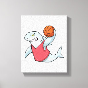 Toile Requin aux sports avec basket-ball