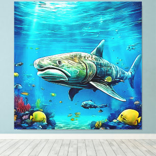 Toile Requin Prédateur Océanique Art