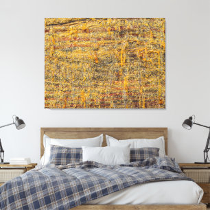 Toile Résine d'arbre dorée sur bois rustique