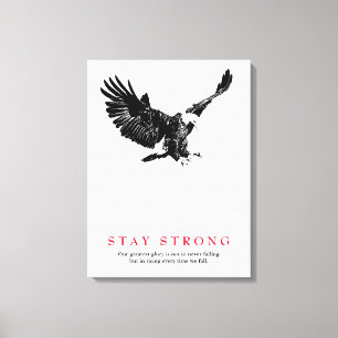 Toile Restez fort Black White Bald Eagle Motivationnel