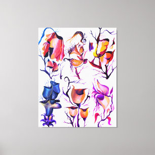 Toile Résumé floral surréaliste - Art en fleurs de coule