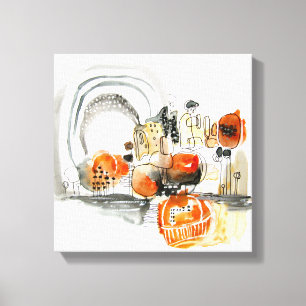 Toile Résumé moderne Jote Motif Orange Doodle