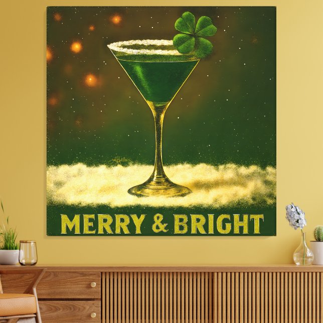 Toile Retro 50s 4 Leaf Clover Irish Christmas Martini (Insitu(Salon))
