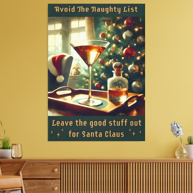 Toile Retro 50s Avoid The Naughty List Christmas Martini (Insitu(Salon))