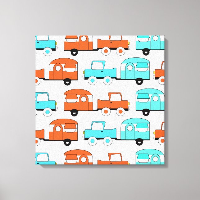 Toile Rétro Camping Trailer Turquoise (Recto)