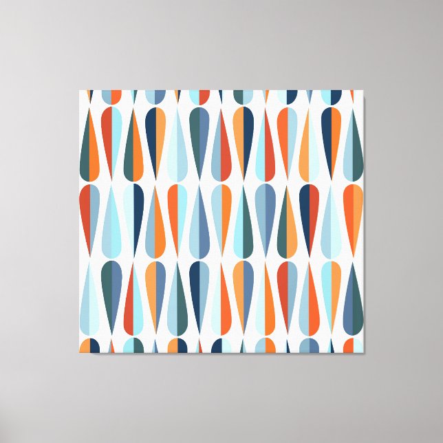 Toile Rétro du milieu du siècle, goutte forme motif. (Recto)