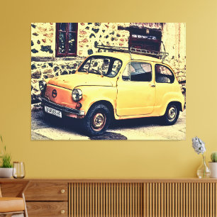 Toile Retro fiat 600 scène de rue rustique