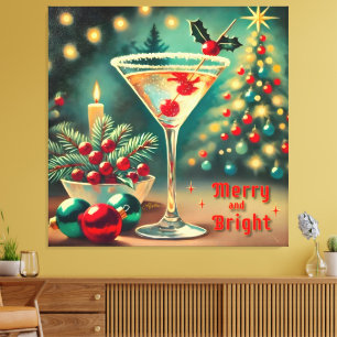 Toile Retro les années 50 Merry Bright Christmas Cocktai