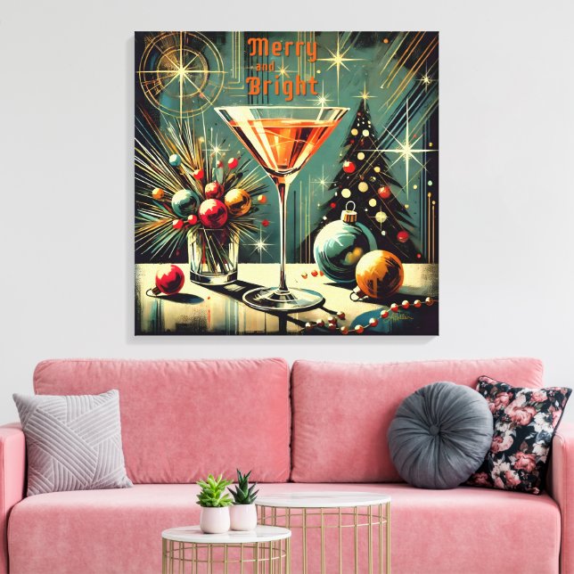 Toile Retro les années 50 Merry & Bright Christmas Marti (Insitu(Salon))
