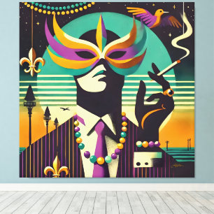 Toile Rétro milieu du siècle années 60 Mardi Gras The Sm
