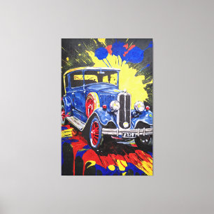 Toile rétro, mobile, voiture, vintage,