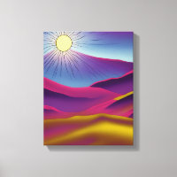 Retro Mountain Sun Abstrait Art