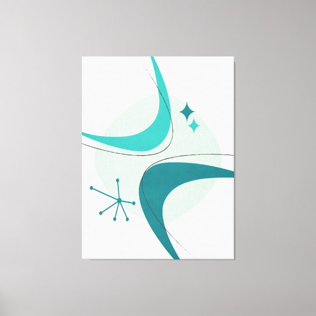 Toile Retro Moyen Siècle moderne Âge atomique 26 Aqua, T (Recto)