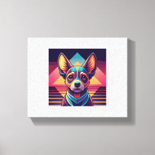 Toile Retro Neon Chihuahua - Synthwave Dog Art