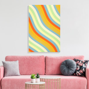 Toile Retro Wavy Stripes Coastal Art Motif