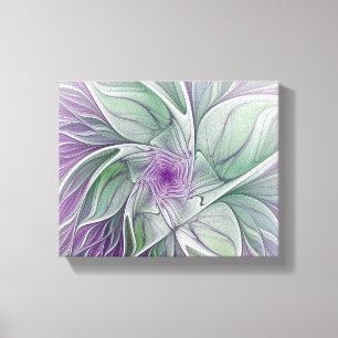 Toile Rêve de fleurs, Abstrait violet vert Fractal Art